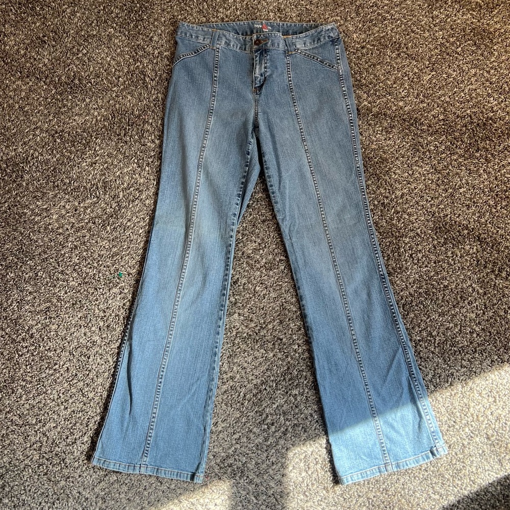 Y2K Style and Co low rise front seam light wash bootcut flare jeans 6